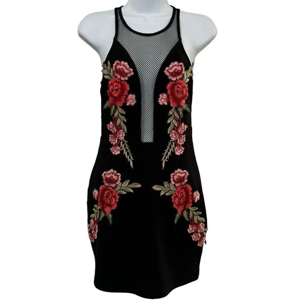 Forever 21 Black Floral Mini Dress Size Small